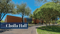 Exterior view of the Cholla Hall building at the Midwestern University Glendale, AZ campus.