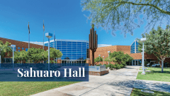 Exterior view of the Sahuaro Hall building at the Midwestern University Glendale, AZ campus.