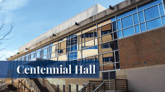 Exterior view of the Centennial Hall building at the Midwestern University Downers Grove, IL campus.