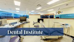 Exam room at the Midwestern University Dental Institute in Downers Grove, IL.