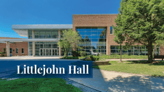 Exterior view of the Littlejohn Hall building at the Midwestern University Downers Grove, IL campus.