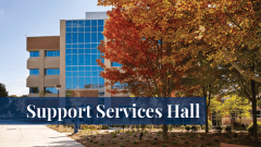 Exterior view of the Support Services Hall building at the Midwestern University Downers Grove, IL campus.
