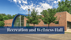 Exterior view of the Recreation and Wellness Hall at the Midwestern University Downers Grove, IL campus.