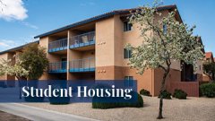 Exterior view of student housing on the Midwestern University Glendale Campus.