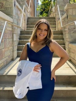 Briyanna Bullock poses by stairs