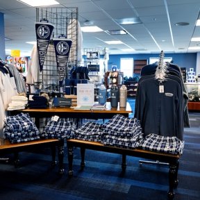 Midwestern University merchandise on display at the Glendale campus store.