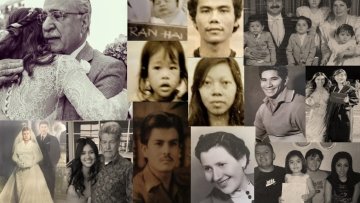 Montage of personal pictures from immigrant families.