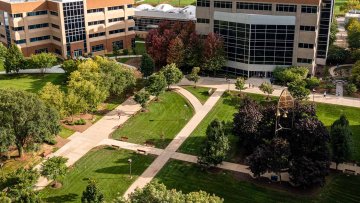 Aerial view of the MWU Downers Grove, IL campus.