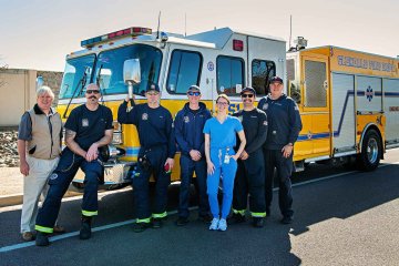 Glendale fire department and student.