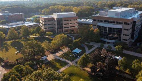 Aerial view of the MWU Downers Grove, IL campus.