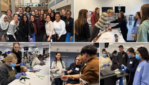 collage of volunteers and high school students