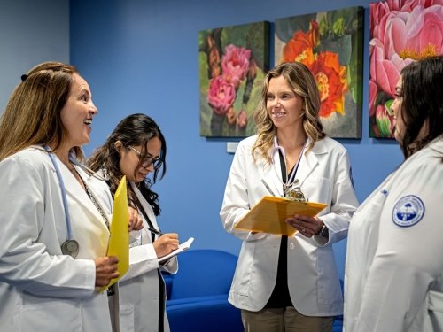 nursing students talking in a group