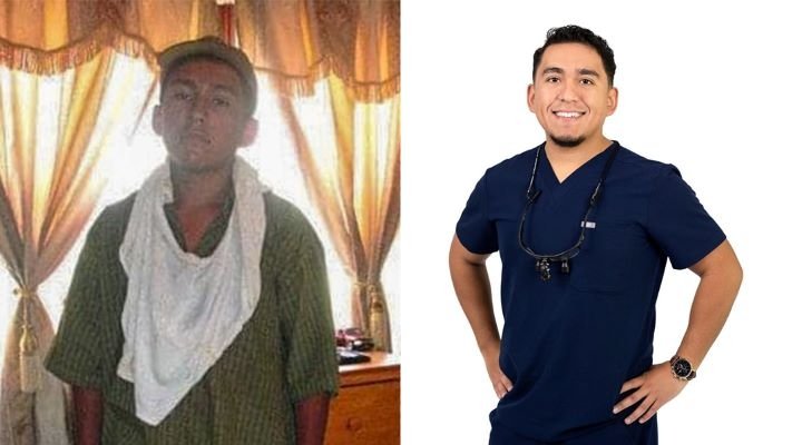 Vargas as a worker on the left, as a doctor on the right.