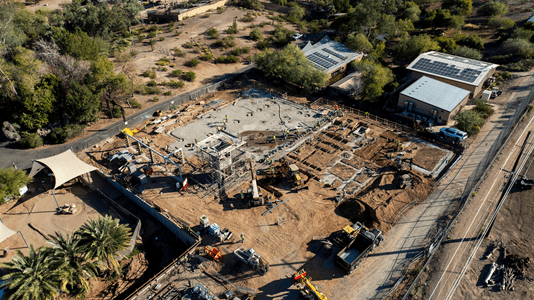 Overhead construction view of new Zoological Medical Institute at the Phoenix Zoo