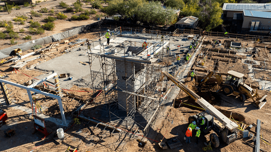 Site view of the construction of the Zoological Medical Institute at the Phoenix Zoo