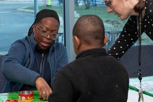Boy particpates in educational activity